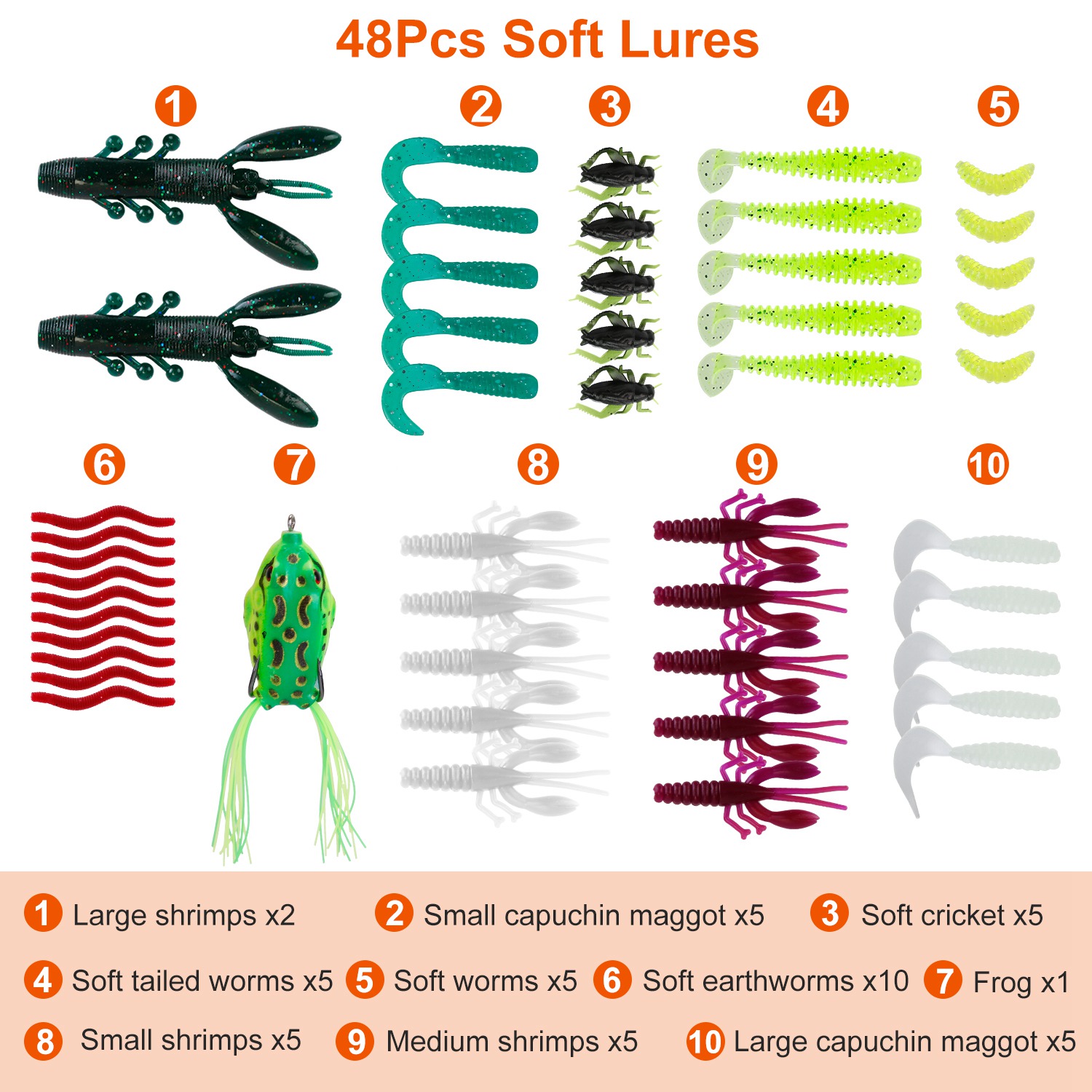 Kit de Pesca con 383 Piezas de Señuelos en Caja de Aparejos, Señuelos Animados para Róbalo, Crankbaits, Spinnerbaits, Gusanos de Plástico Blando, para Agua Salada y Dulce — imagen 4