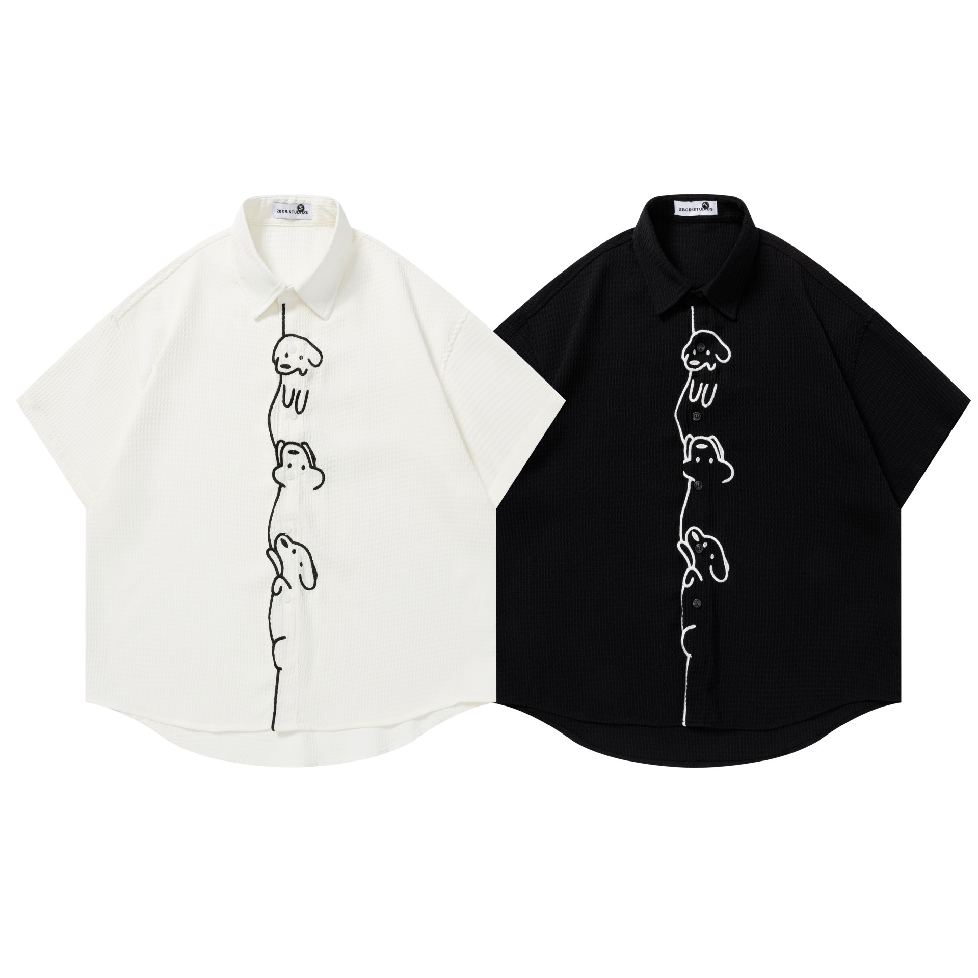 Cute little dog embroidered short sleeved shirt — image 6