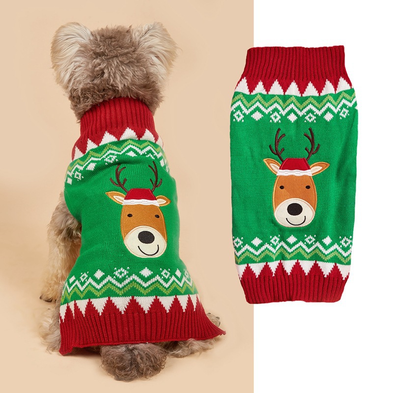 Pet clothes Santa Claus Christmas tree car reindeer snowflakes gingerbread people dogs sweaters autumn and winter — image 11