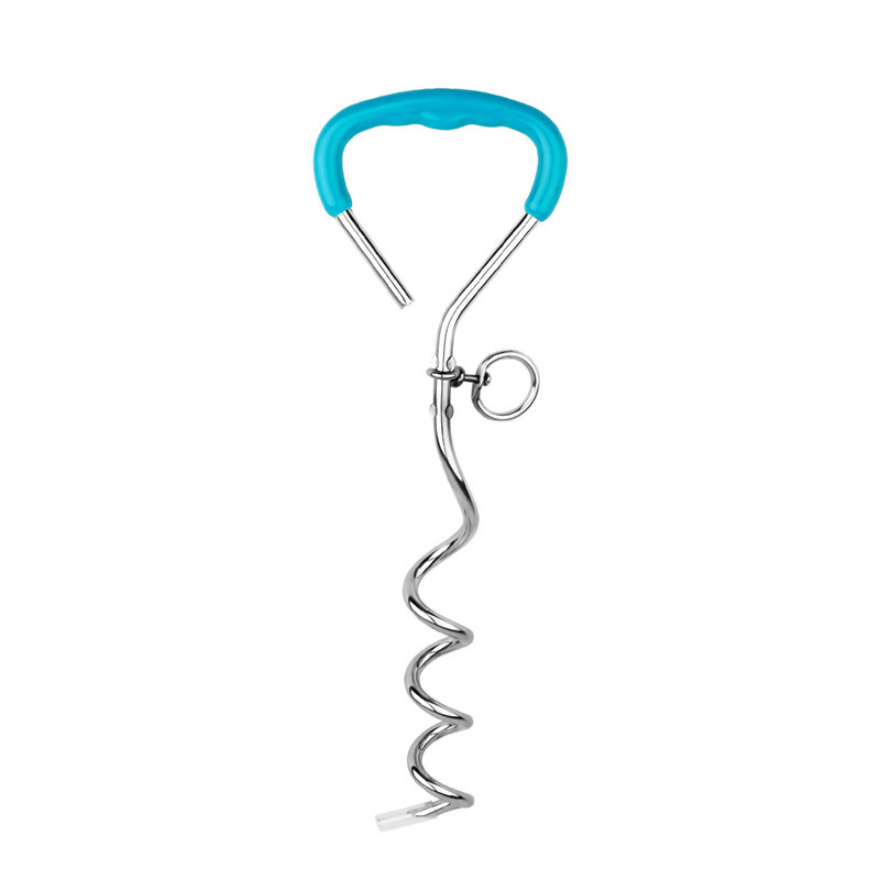 Outdoor Pet Supplies Dog Stake Chrome Plated Spiral Ground Anchor Dog Tether Stock — image 10