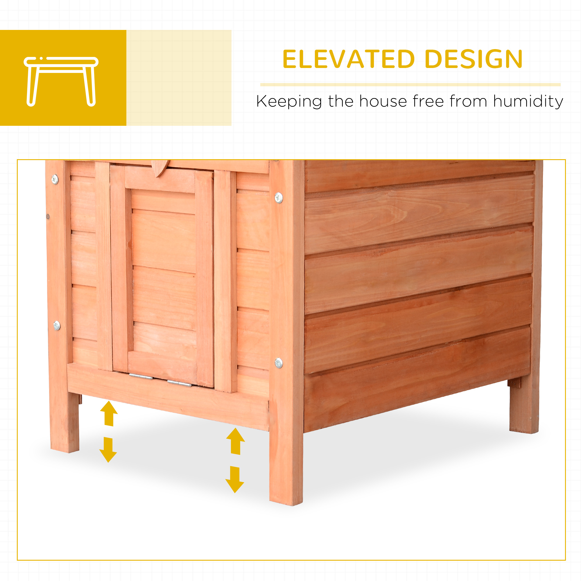 Small Wooden Rabbit Hutch Bunny Cage Guinea Pig Cage Duck House Dog House with Openable & Waterproof Roof, for Rabbits, Chickens, Ducks, Natural — imagen 5