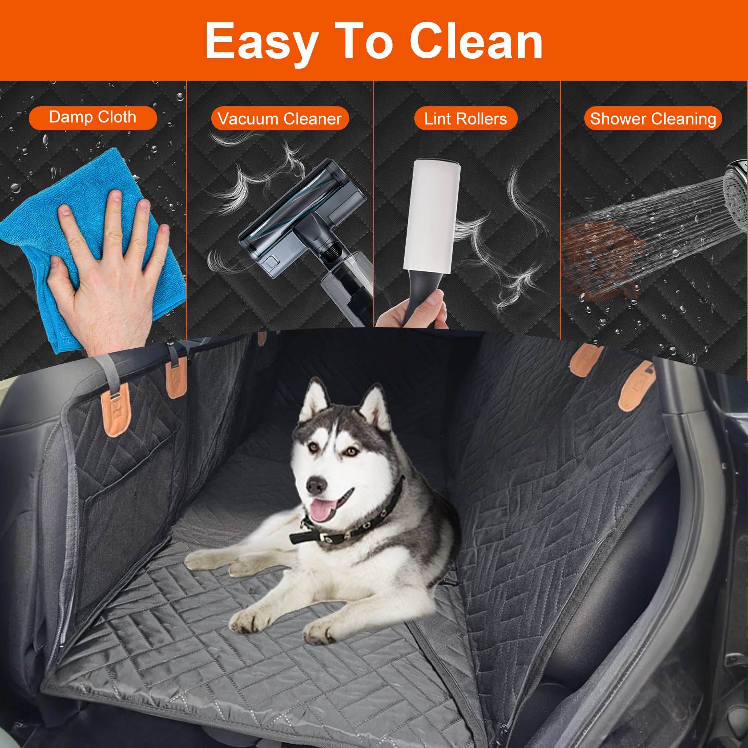 Dog Car Seat Cover For Back Seat Waterproof Oxford Cloth Seat Cover Hammock Non-Slip Scratchproof Back Seat Extender With Side Flap Mesh Window Storage Bag For Car SUV Truck — image 5