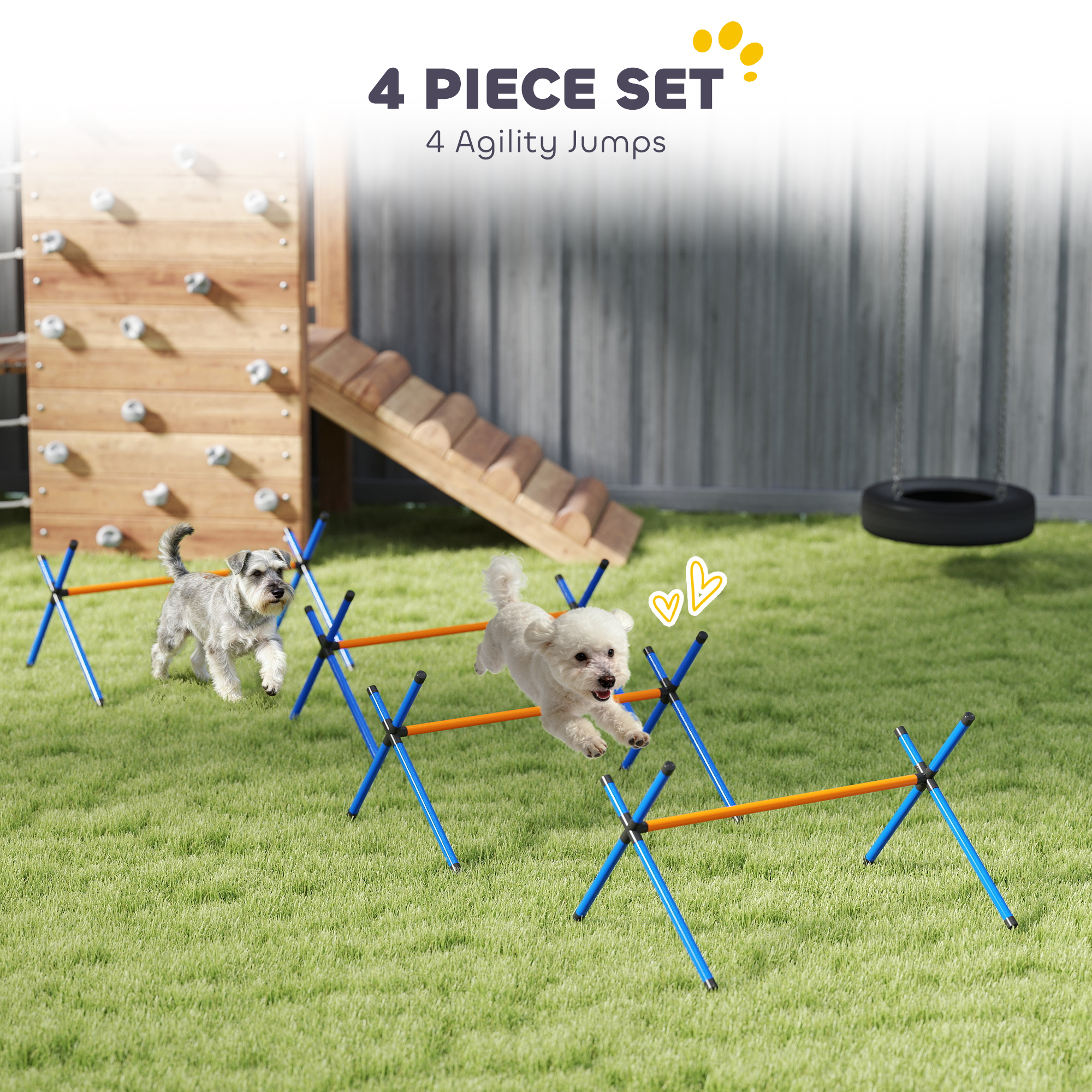 Equipo de Agilidad para Perros de 4 Piezas, Set de Curso de Agilidad para Patio Trasero con Barras de Salto de Altura Ajustable y Bolsa de Transporte — imagen 2