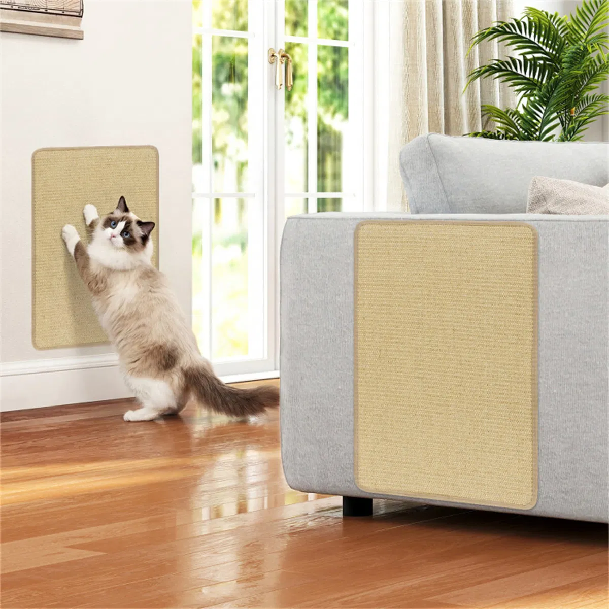 Natural 6-Piece Cat Scratching Mats, Sisal Material Anti-Slip Latex Backing Furniture Protector — image 4