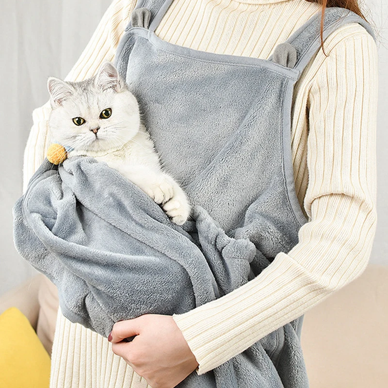 Pet transport apron, hanging chest bag for cats and puppies, plush, winter supplies — image 7