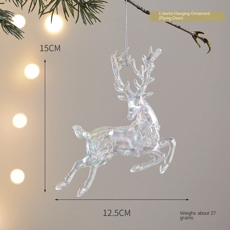 Christmas Decoration Acrylic Snowflake Deer Bell Ornament Creative Christmas Tree Window Colorful Hanging Decor — image 7
