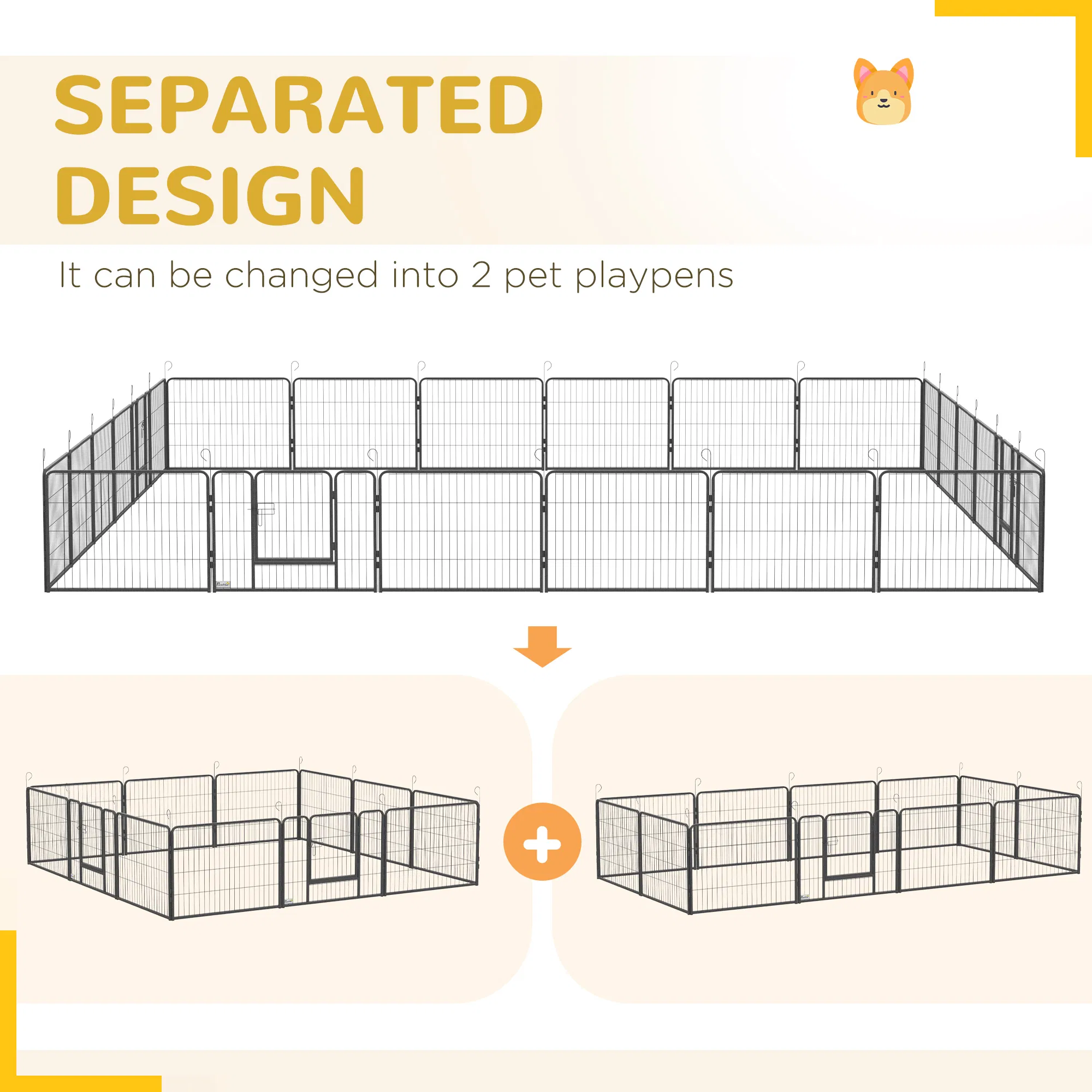 24 Panel 24" Height Heavy Duty Dog Playpen for Small Medium Dogs, Grey — image 2