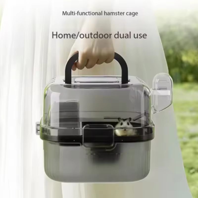 Large Capacity Chinchilla Cage with Water Translucent Hamster Travel Carry Case Breathable Small Animal Carrier Hamster Habitat — image 1