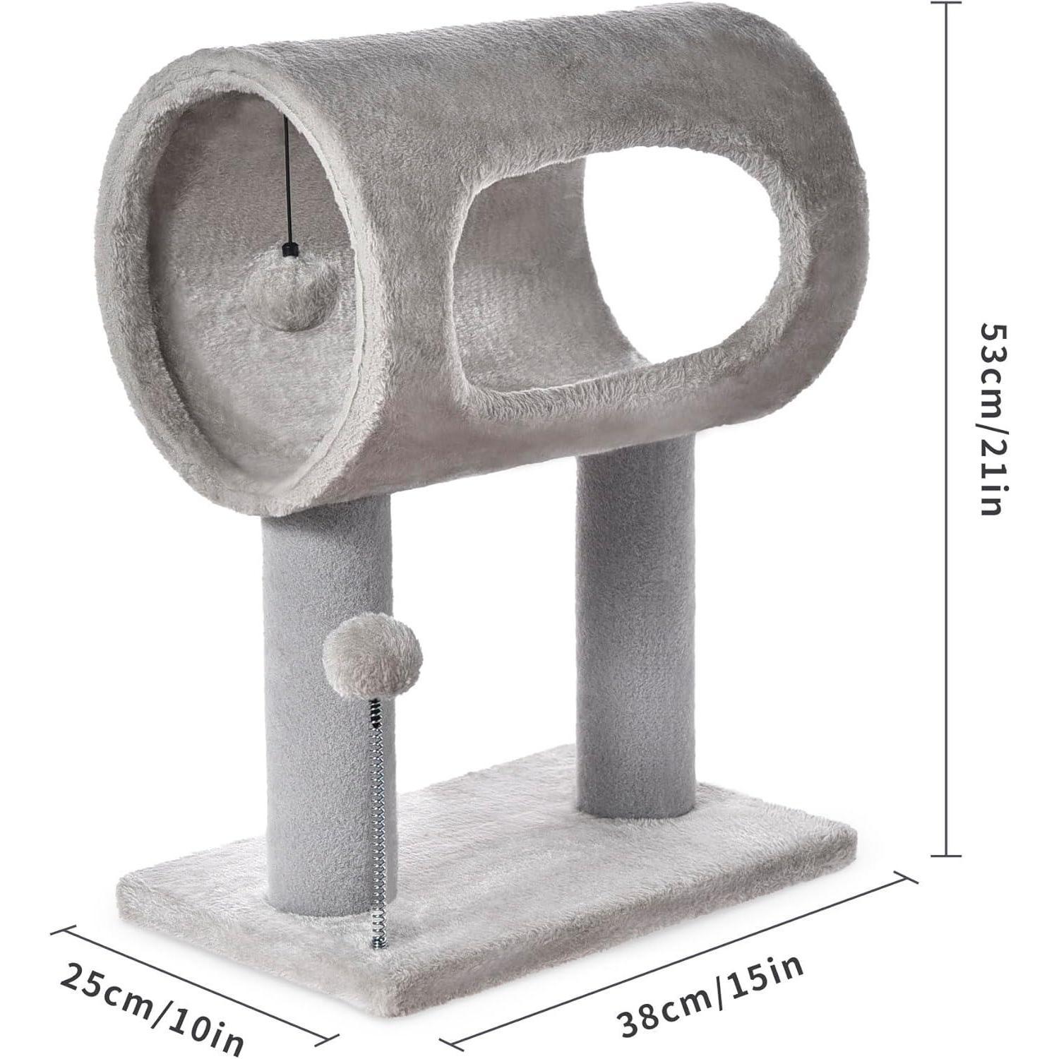 Gray Indoor Cat Tree With Hanging Ball 20.5Cat Tree With Tunnel Bed And Scratching Post Cat Tower — image 12