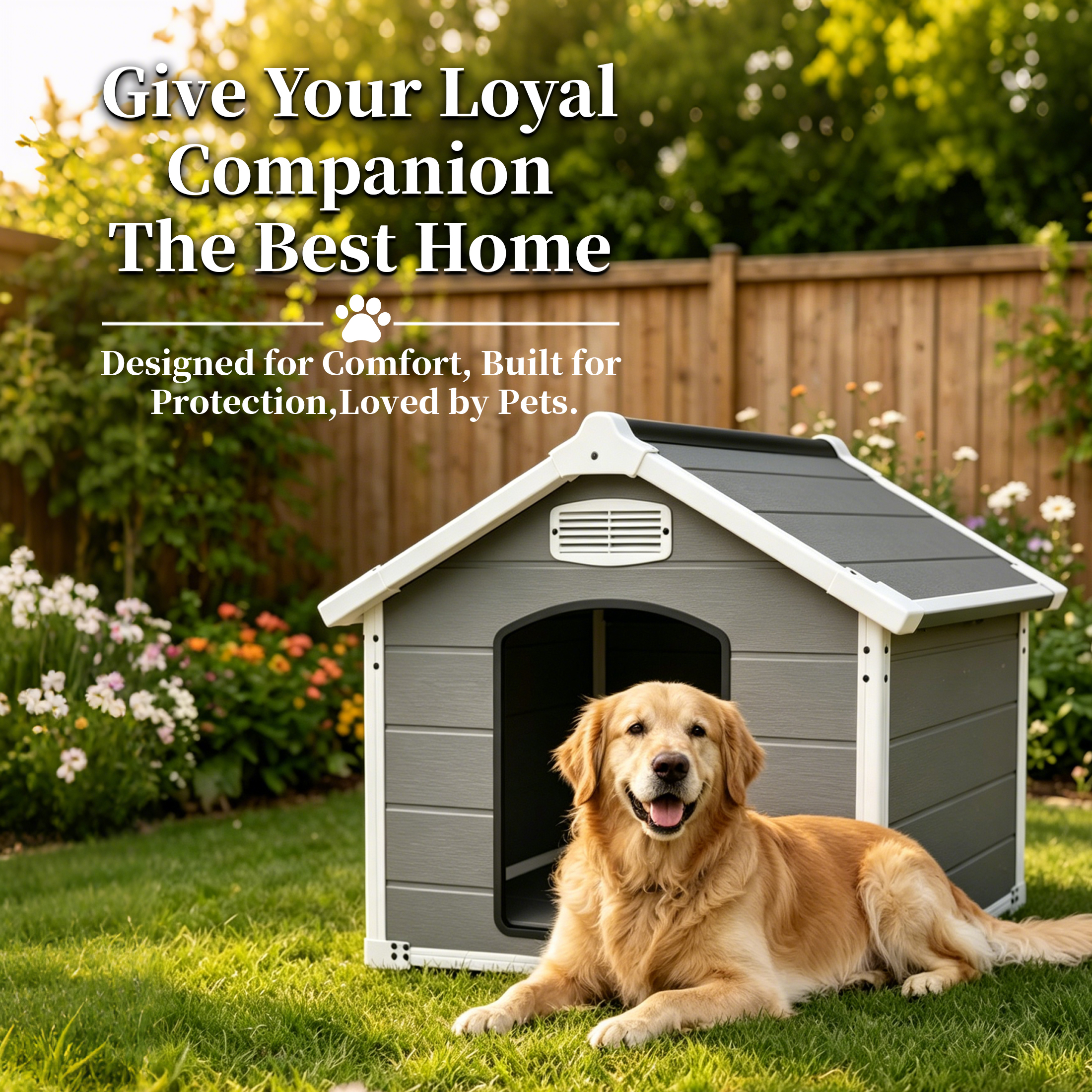 Caseta Grande para Perro de 50.5" para Razas Grandes, Casa para Mascotas de Uso Interior y Exterior de Alta Resistencia, Impermeable, Protección UV, Panel de PP de Doble Pared Resistente a Rasguños, Ventilación Frontal y Trasera – Fácil de Limpiar y Lavable — imagen 14