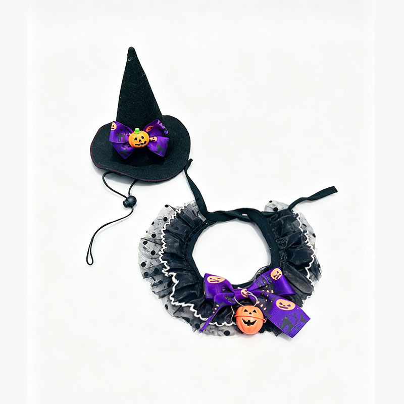 New Cat Bandana Hat Set Halloween Pet Scarf Neckwear Dog Bib Collar — image 6