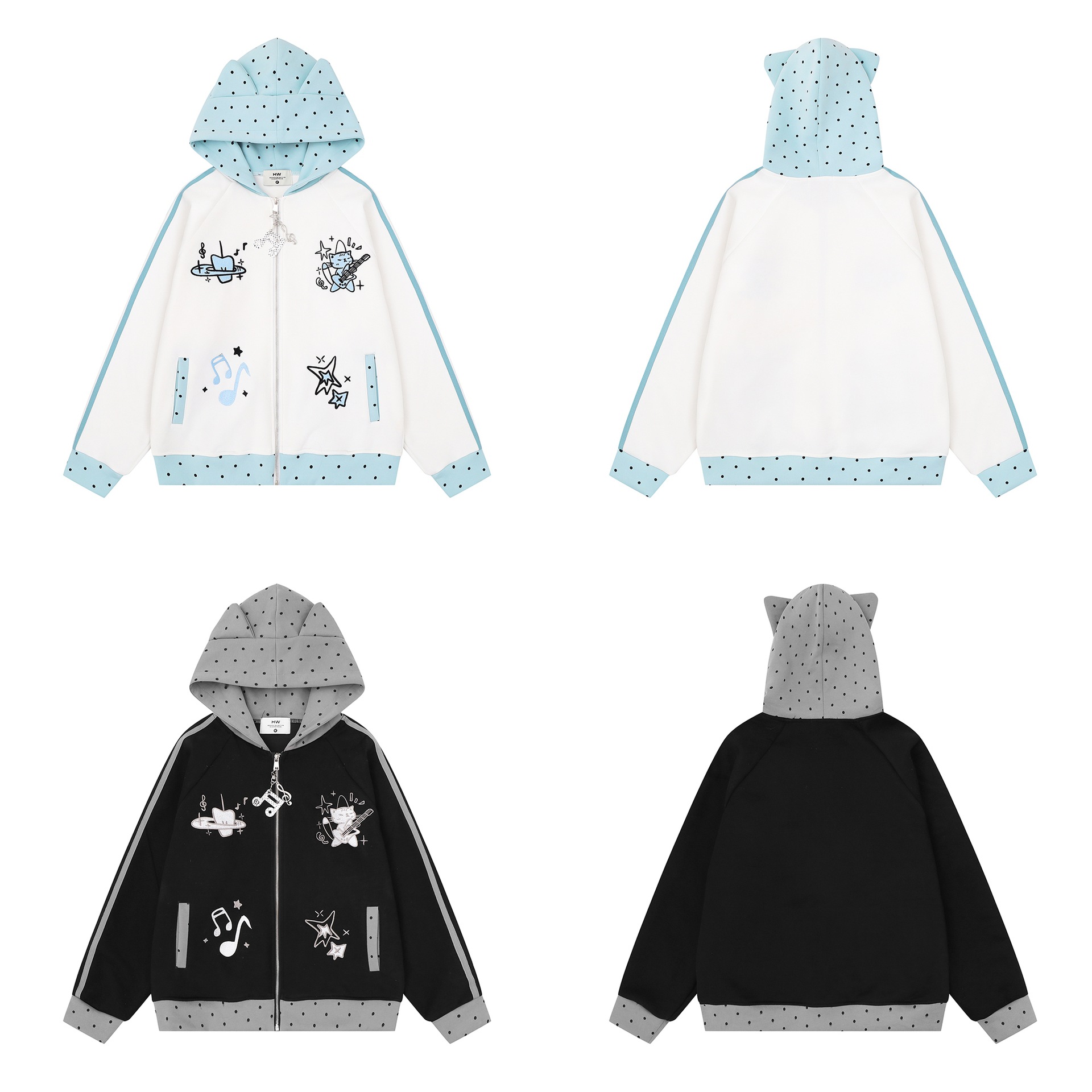 3D zipper cat ear design hoodie — image 6