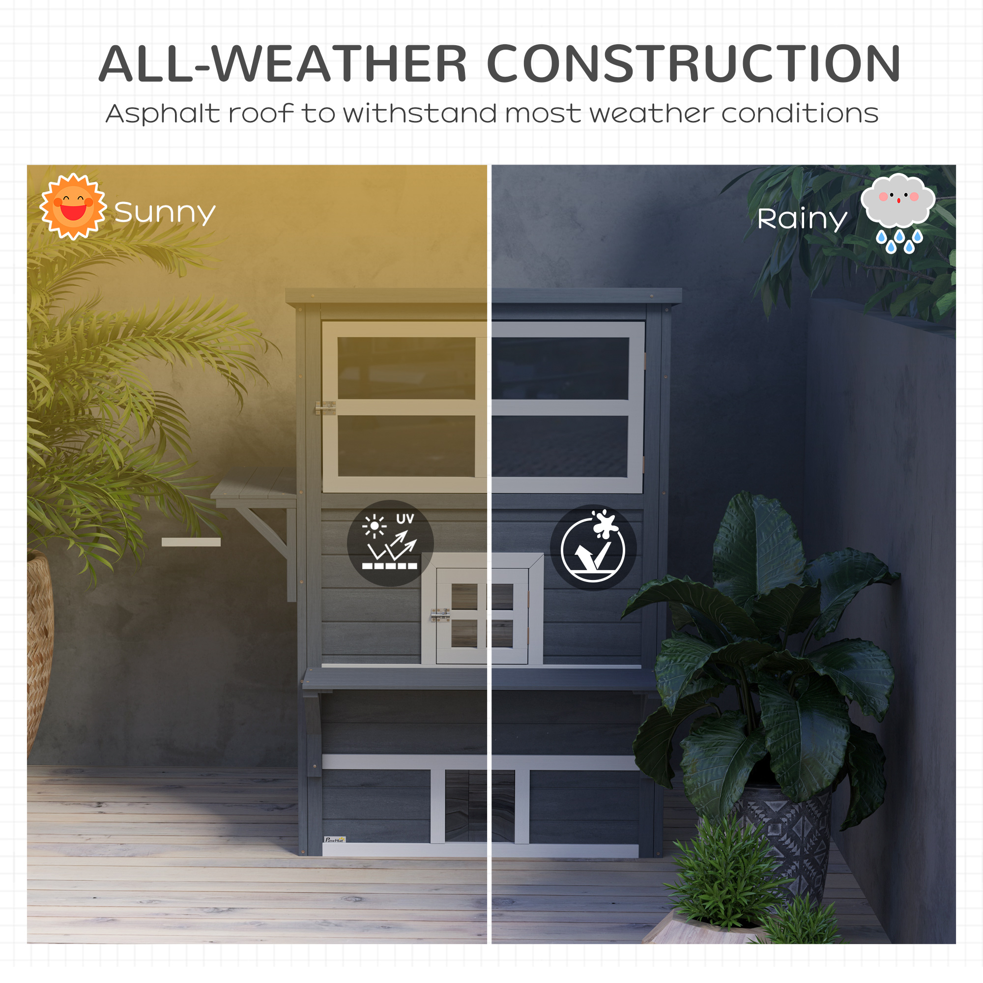 Casa de Gato Exterior, 3 Niveles, Refugio para Gatos Ferales, Resistente al Tiempo, con Puerta de Escape — imagen 2