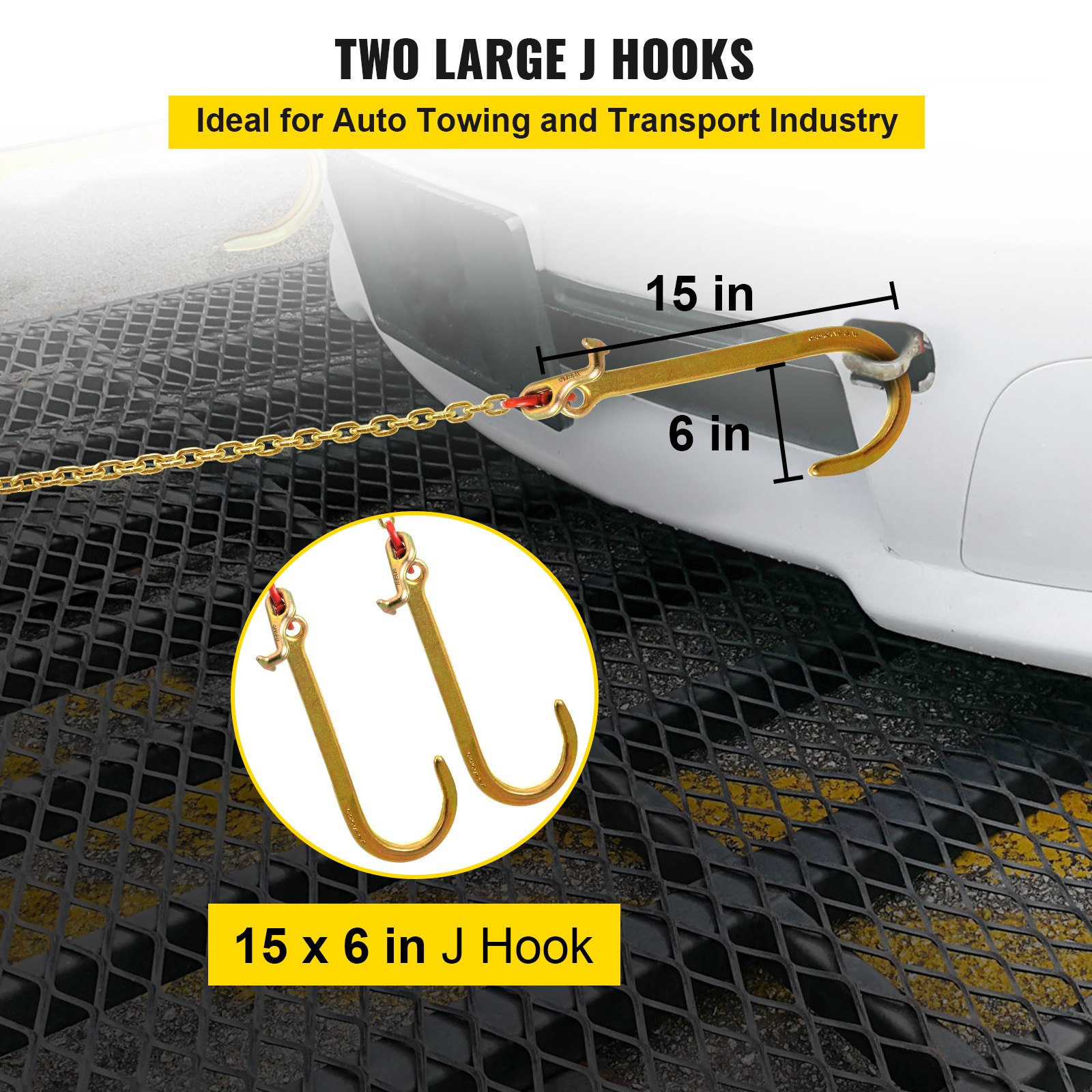 V Bridle Chain, 5/16 In X 2 Ft Bridle Tow Chain, Grade 80 V-Bridle Transport Chain, 9260 Lbs Break Strength With TJ Hooks And Crab Hooks, Heavy Duty Pear Link Connector And Chain Shorteners — imagen 4