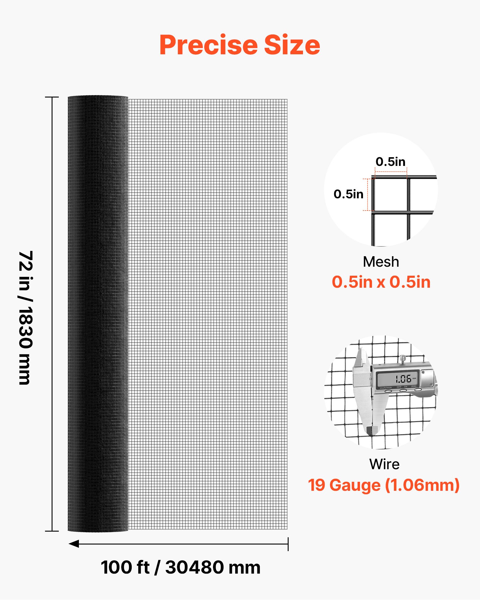 Hardware Cloth 72 In X 100 Ft, 1'2 In 19 Gauge Galvanized Wire Mesh Roll, Weather-Resistant Vinyl Coated Chicken Wire Fencing, Heavy Duty Welded Garden Plant Fencing For Rabbit Cage Snake Fence — imagen 3