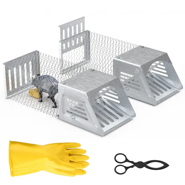 2Pcs Humane Mouse Trap Cage No Assembly Need Automatic Continuous Rat Trap With Single Way Door Reusable Catch And Release Live Cage Trap For Rodents Moles Voles Mice — imagen 1