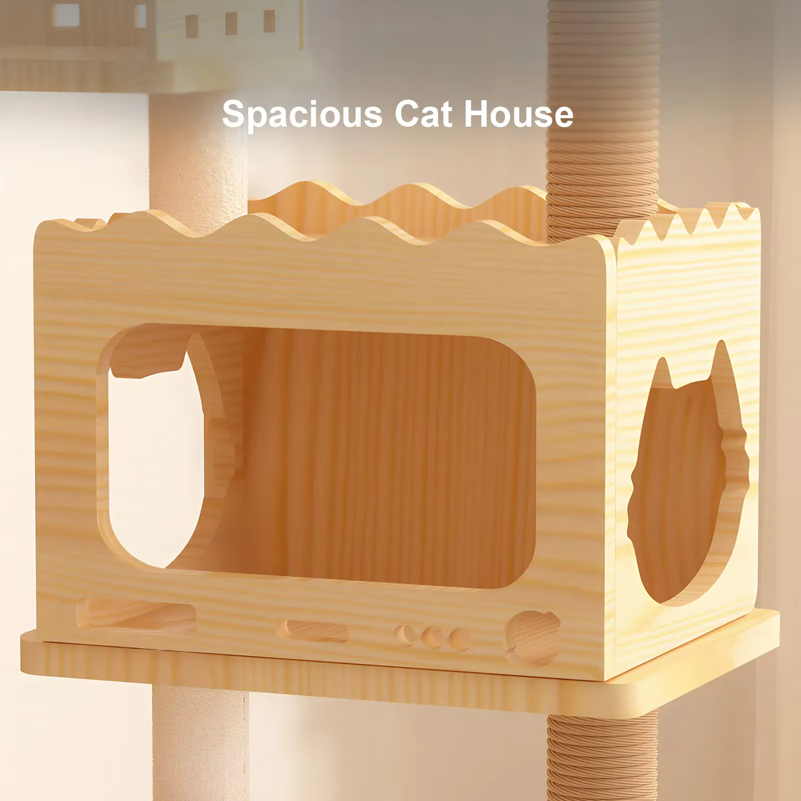 66.9" Modern Cat Tower, Wood Cat Tree Tower for Indoor Cats, Cat Treewith Sisal-Covered Scratching Posts and Top Perch — image 6