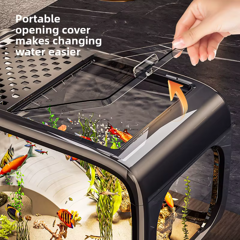 Home Living Room Ornamental Fish Tank Ecological Landscape Filtration Oxygen Generation Aquariums Multi-functional Feeding Tank — image 2