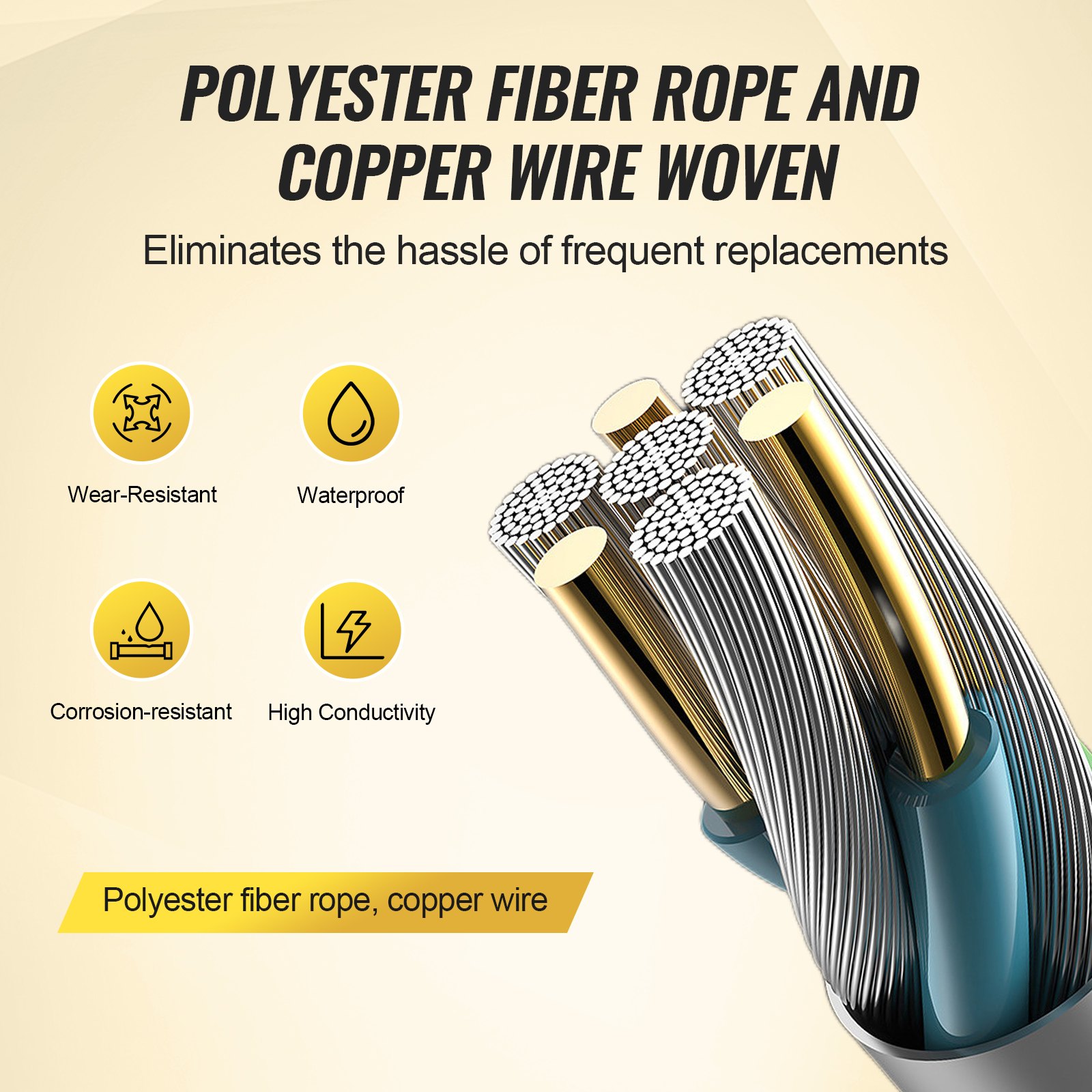 Electric Fence Wire, 1000Ft 305M Portable Polywire, 1/4" Diameter 2 Copper Strands For Reliable Conductivity And Rust Resistance, Fencing Rope Line For Horse, Cattle, Livestock — imagen 4