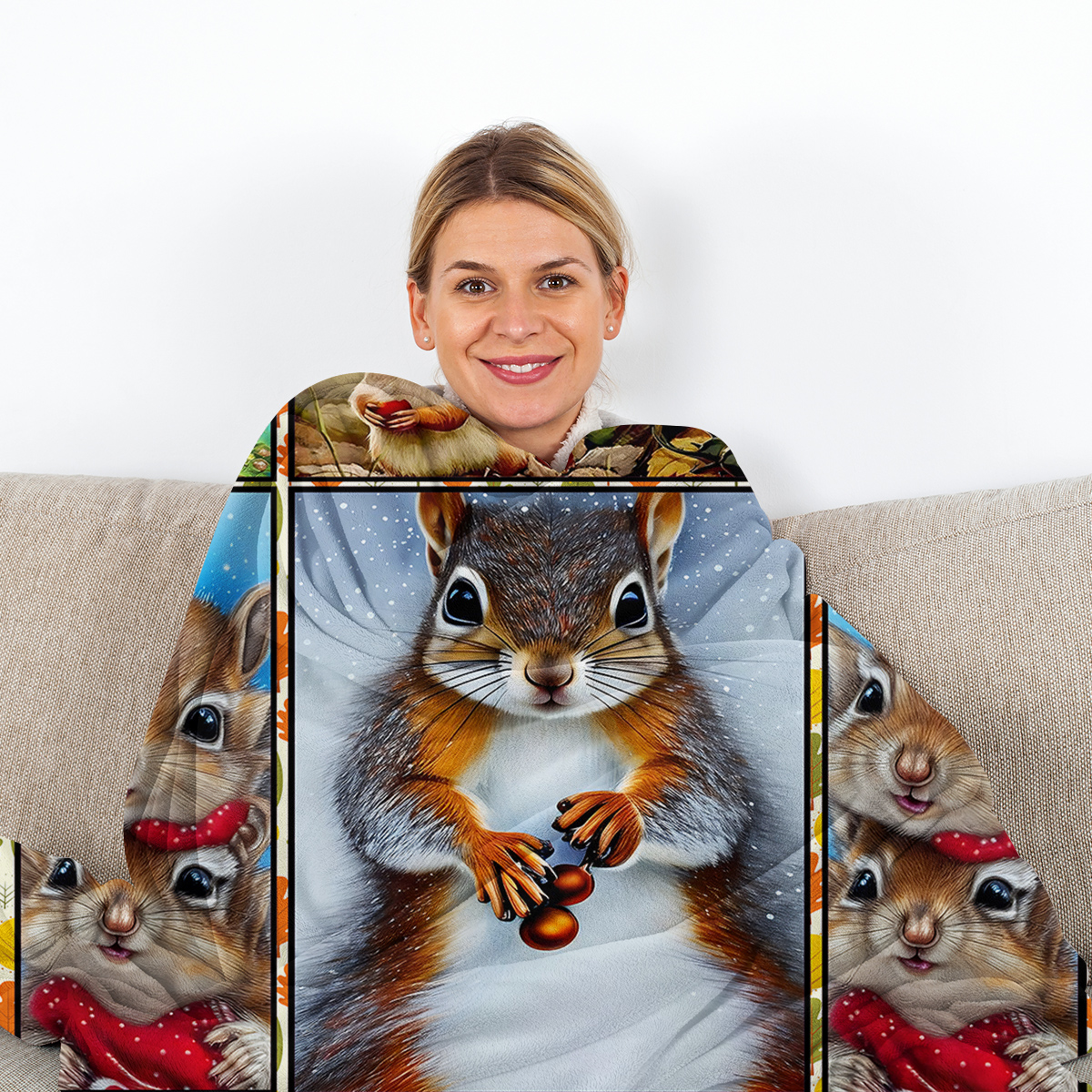 Cute Cartoon Squirrel Printed Blanket, Soft And Skin Friendly Casual Blanket, Cover Blanket, Multi Scene Warm Decorative Blanket, Suitable For All Seasons — image 5