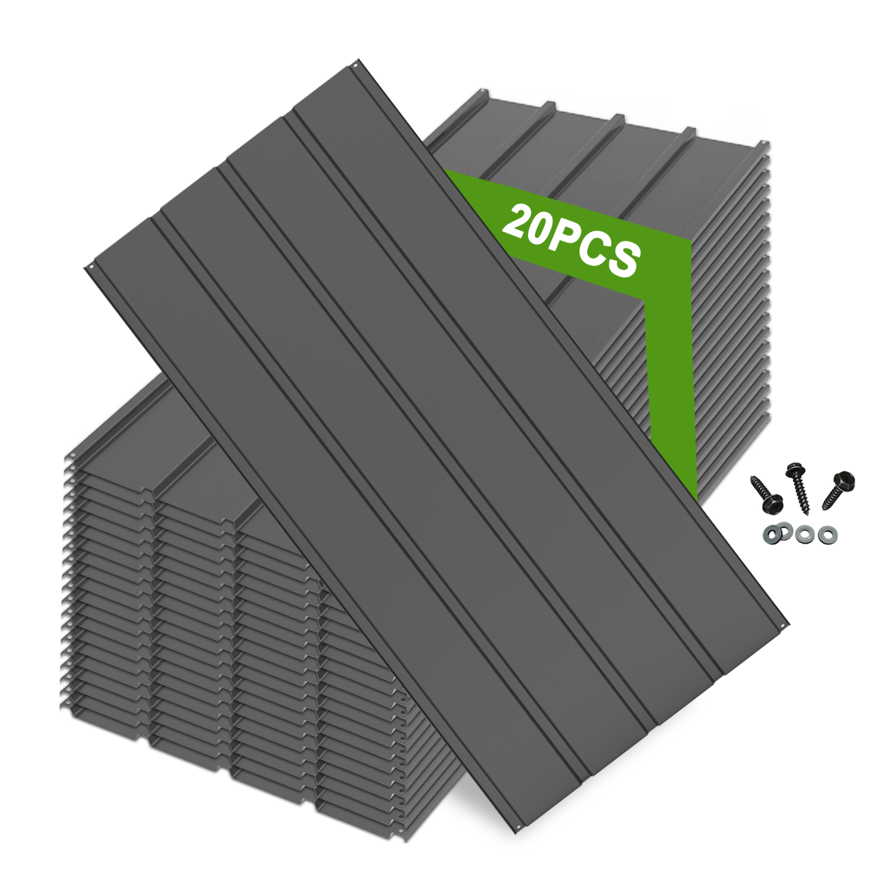 20 Piezas de Paneles Metálicos para Techo, 3.54 Pies x 1.64 Pies, Paneles Galvanizados para Techo, Paneles de Revestimiento Metálico con Tornillos de Acero, para Pérgola, Glorieta, Cobertizo, Almacenamiento Exterior, Gallinero, Patio y Garajes - Gris — imagen 2