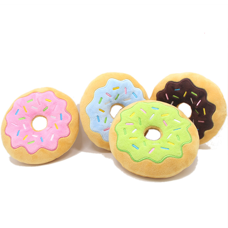 New Donut Pet Plush Toy 15cm Donut Christmas Series Dog Sound Toy — image 1