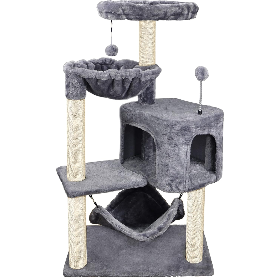 Árbol para Gatos con Condo y Hammock Grande, Gris — imagen 1