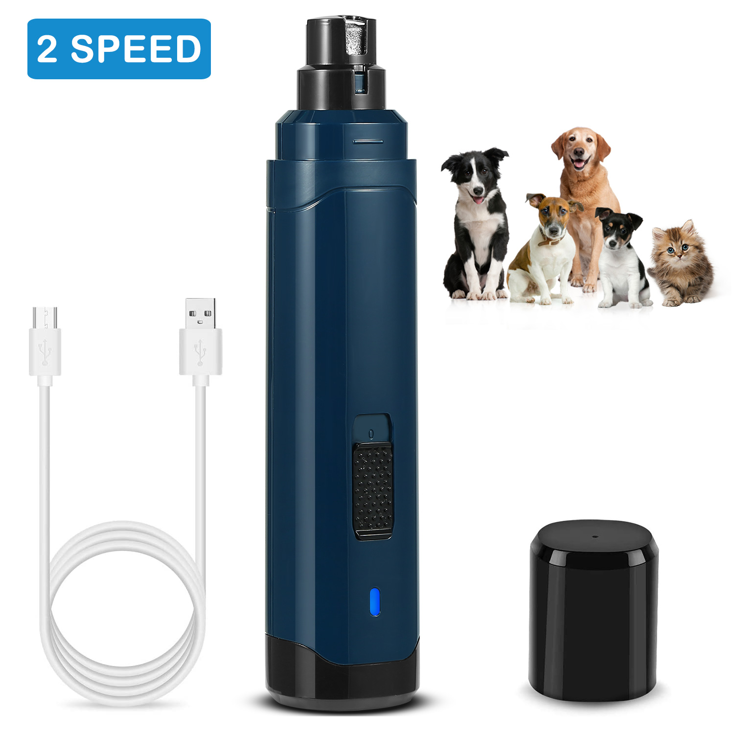 Afilador de Uñas Caninas 2 Velocidades Silencioso Recargable USB Triturador de Uñas para Mascotas Corte Preciso y Suave para Perros Pequeños, Medianos y Grandes y Gatos — imagen 1