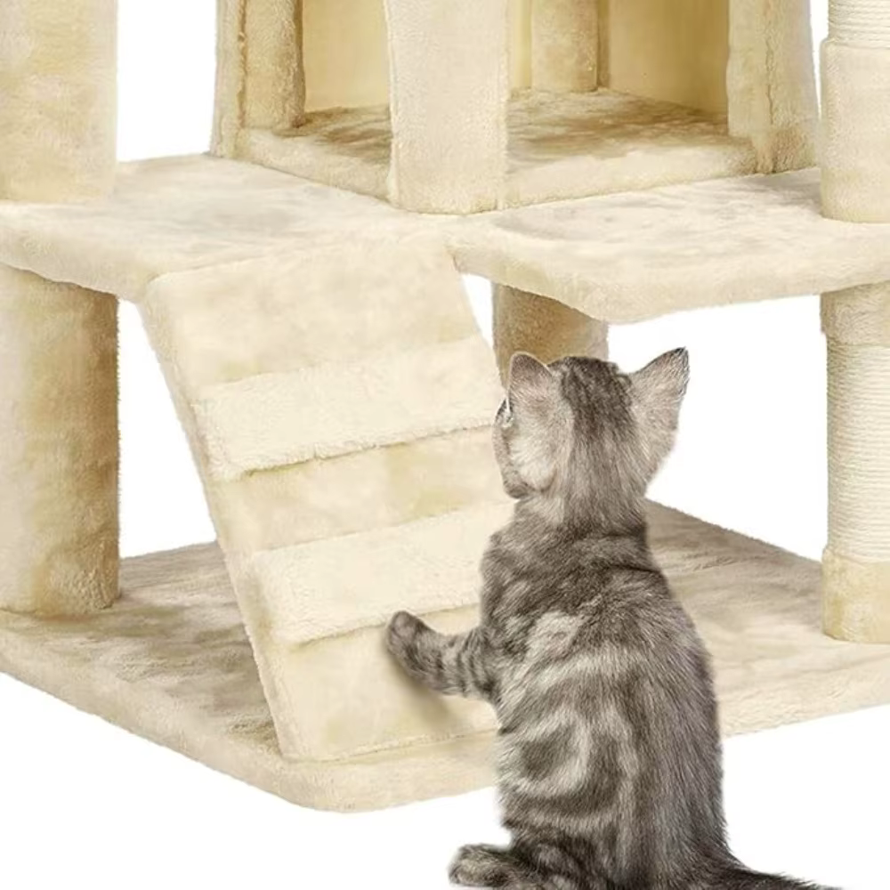 Cat Tree for Large Cats with Large Top Perch Multi-Level Tower for Indoor Cats with Condo Hammock Sleeping Bag Dangling Ball — image 4