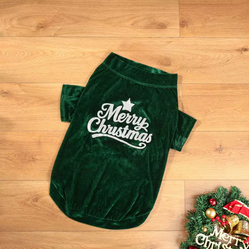 Chaqueta de Satén Clásica con Secuencias Rojas y Verdes para Navidad, Ambiente Invernal para Mascotas Caninas M, L — imagen 6