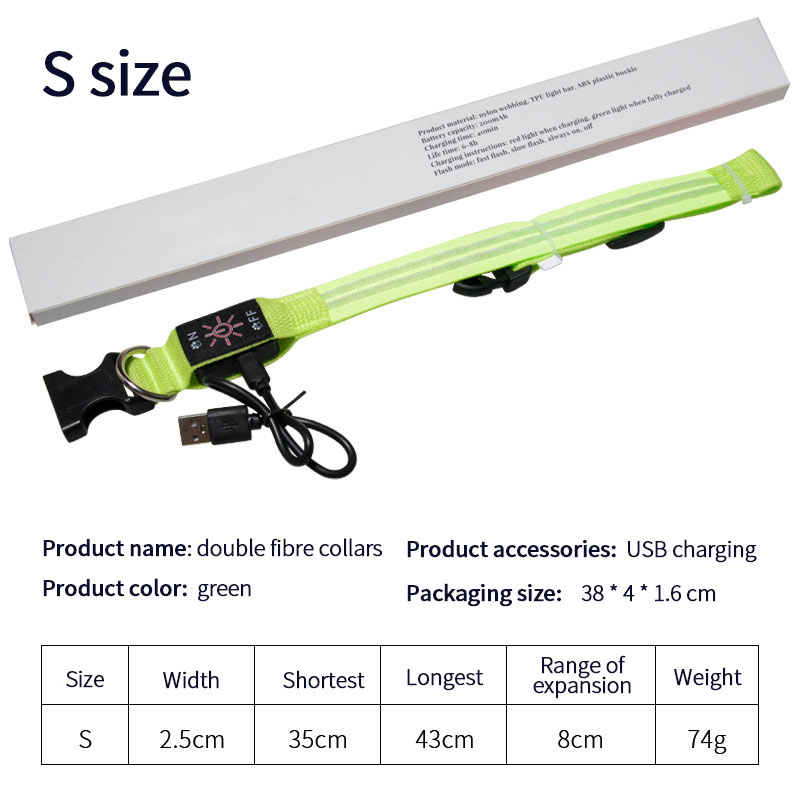 LED Light-Emitting Collar With Dual Fiber Optic Glow-In-The-Dark Collar Pet Built-In Rechargeable Battery With USB Cable — image 7