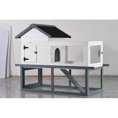 Gallinero y Conejera de Madera de Doble Nivel de 53 Pulgadas, para Interior/Exterior, Impermeable, con Techo, Escalera y Bandeja de Limpieza Removible, Adecuada para Mascotas Pequeñas y Medianas — imagen 1