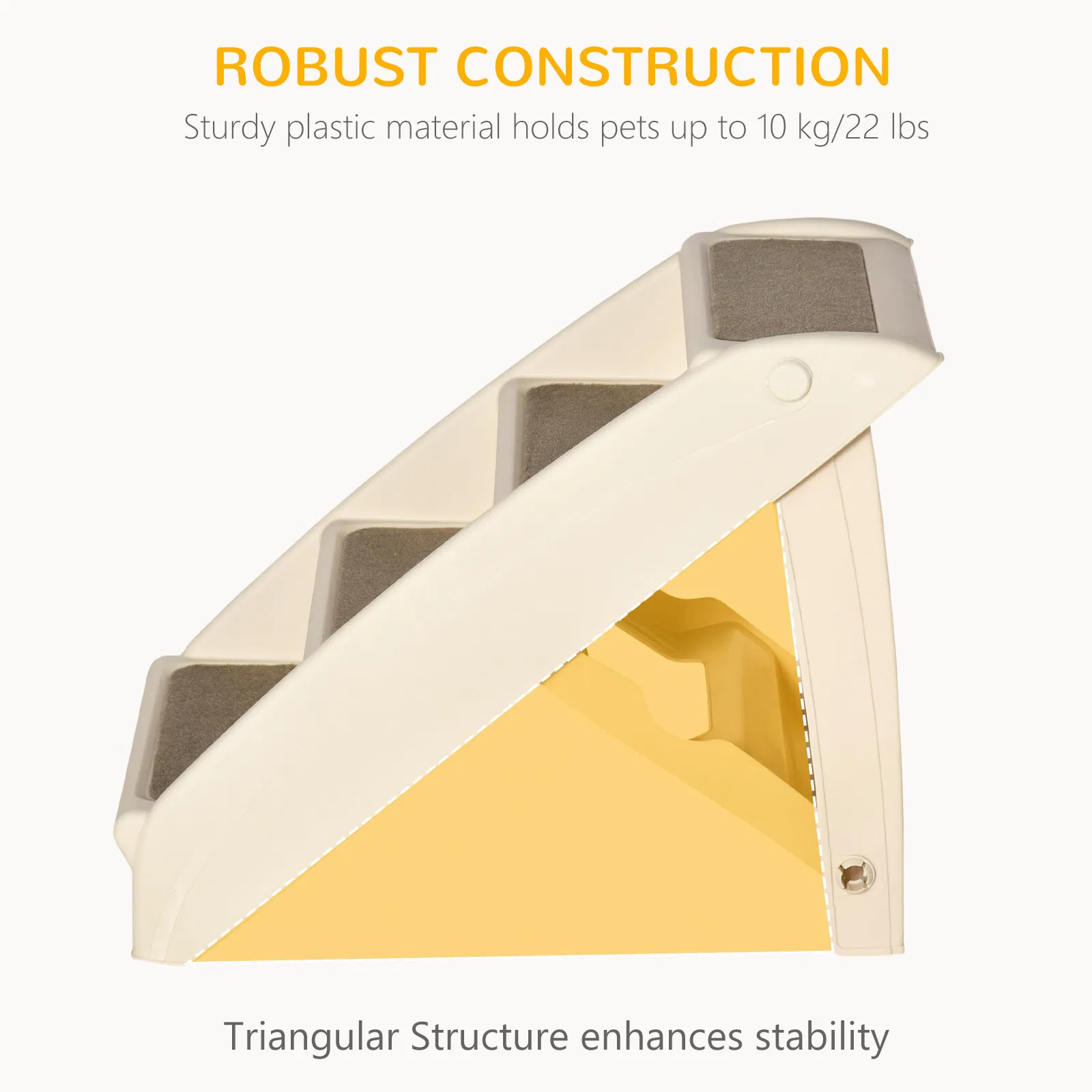 4-Level Portable Dog Stairs, Foldable Dog Steps for Small Dogs, Lightweight Cat Steps, with Nonslip Soft Mats, for High Bed, Sofa, Beige — image 6