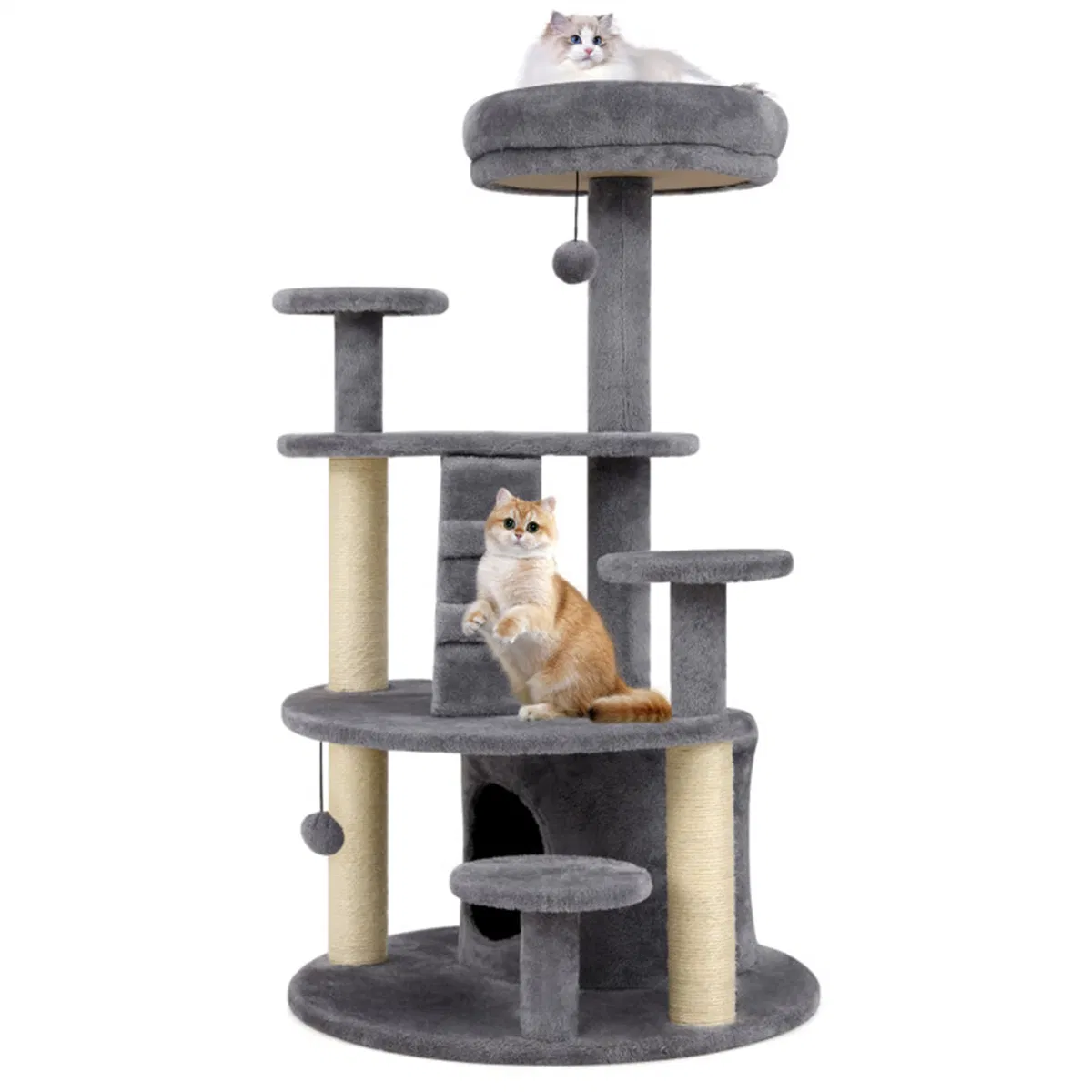 40" Multi-Level Cat Tree for Munchkin & Old Cats - Stable Wide Base, Soft Padded Perch + Large Condo (Gray) — image 7