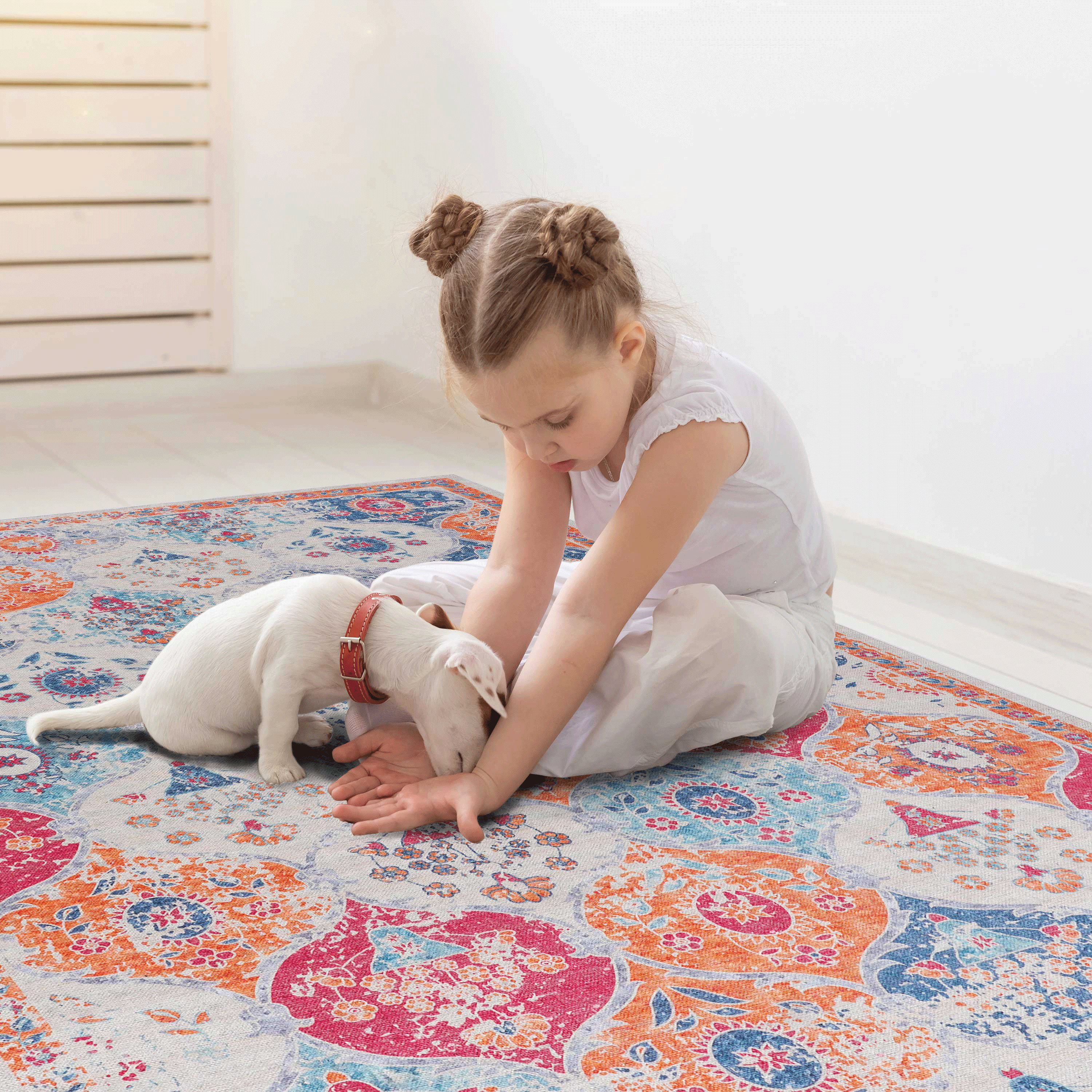Alfombra de Área Crema de 2x3, Alfombras Lavables, Pelo Corto, Antideslizante, No Suelta Pelusa, Plegable, Apta para Niños y Mascotas, Alfombras para Sala, Dormitorio, Cocina y Comedor, Regalo Perfecto, Crema, 2' X 3' — imagen 1