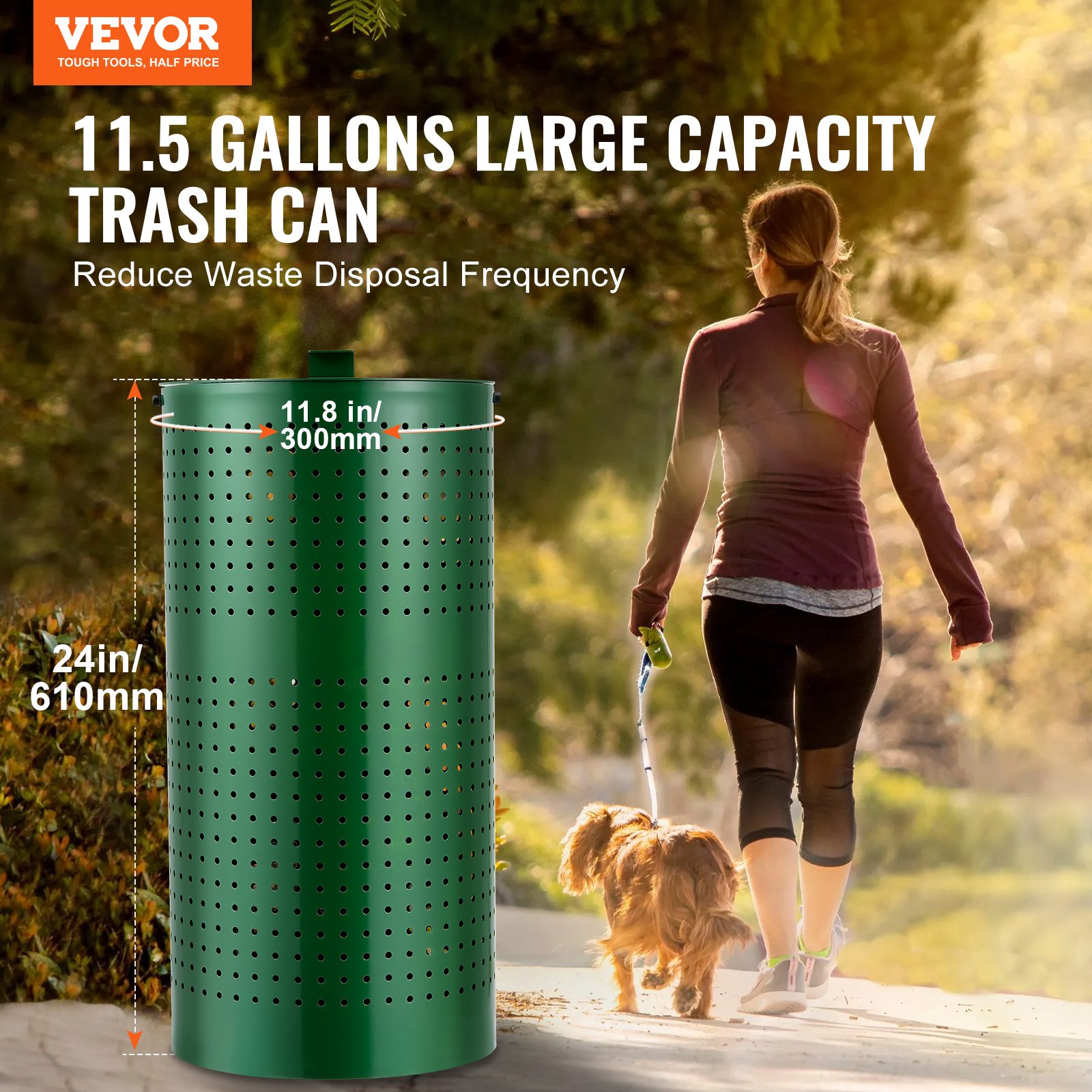 Cubo de Basura para Perros 11.5 Galones Resista al Tiempo Cubo de Deshechos Caninos con Tapeta — imagen 4
