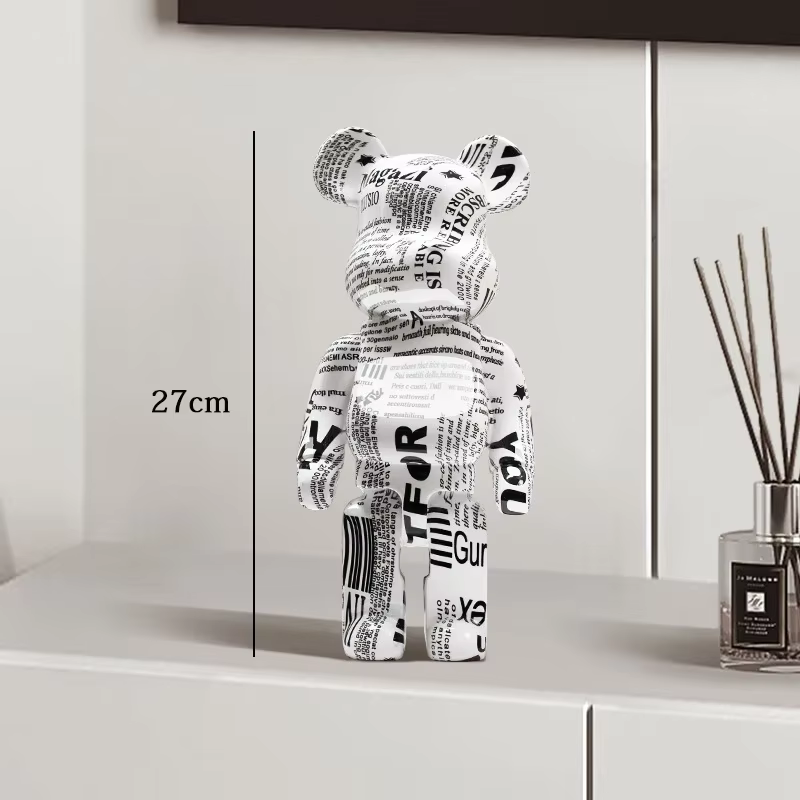 Graffiti Bear Statue Paint Block Bear Decor Resin Desktop Ornaments Home Decoration Living Room Bear Floor Sculpture Gifts — image 10
