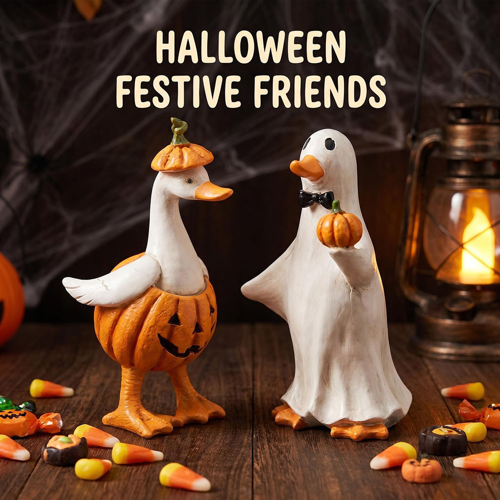 Halloween Duck Figurine Mummy Pumpkin Reaper Witch Ghost Desktop Resin Craft — image 5