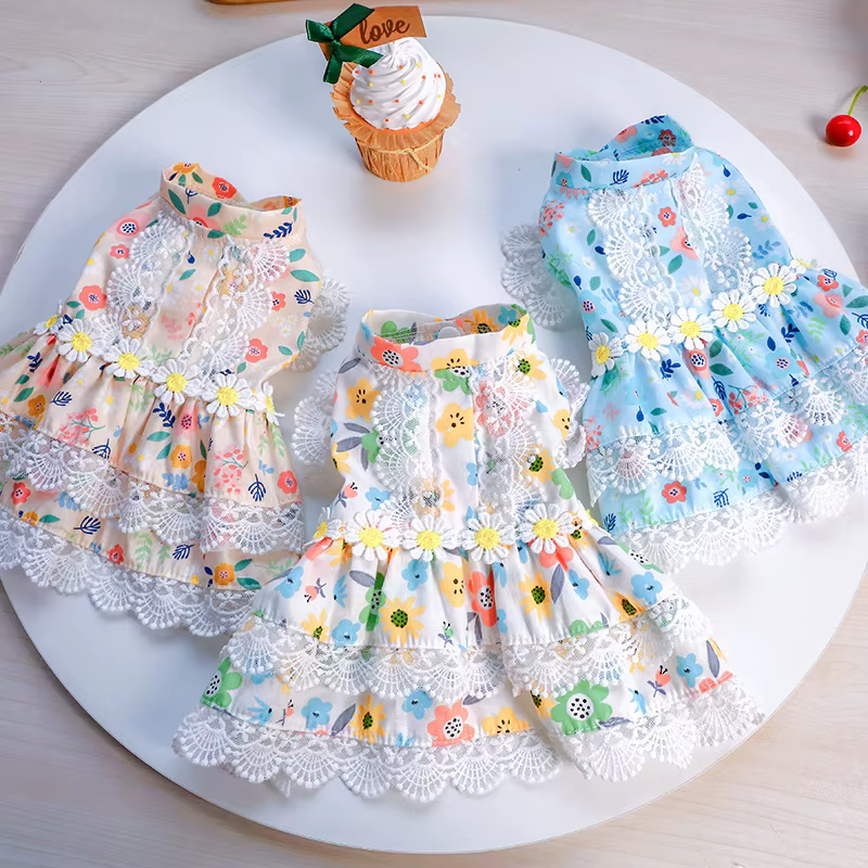 Floral dress dog Clothes skirt Super for dogs Clothing pet Outfits — image 1