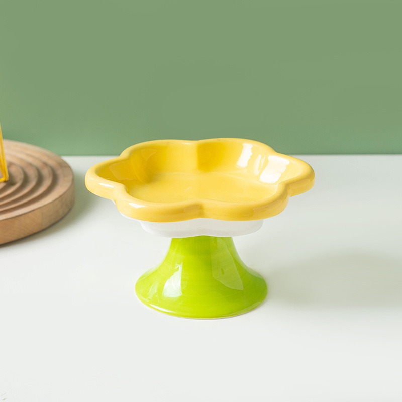 Flower Cat Bowl Ceramic Cat Bowl Cat Food Bowl Eating and Drinking Water High Feet Protection Cervical Neck Pet Food Bowl — image 5