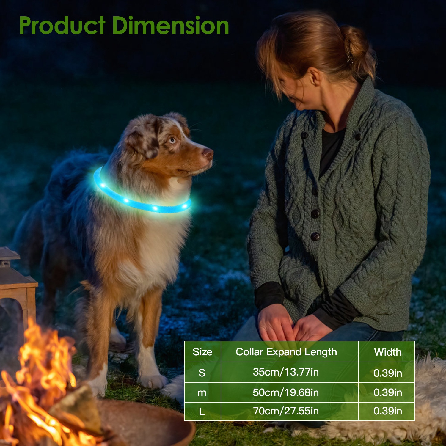 Collar de Perro LED Recargable con Iluminación Multicolor para Caminatas Nocturnas Seguro para Pequeños, Medianos y Grandes Perros — imagen 1