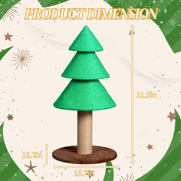 Arbusto de Navidad para Gatos: Poste de Rasguñado para Felinos Interiores, Gran Torre de Rasguño con Sisal — imagen 6