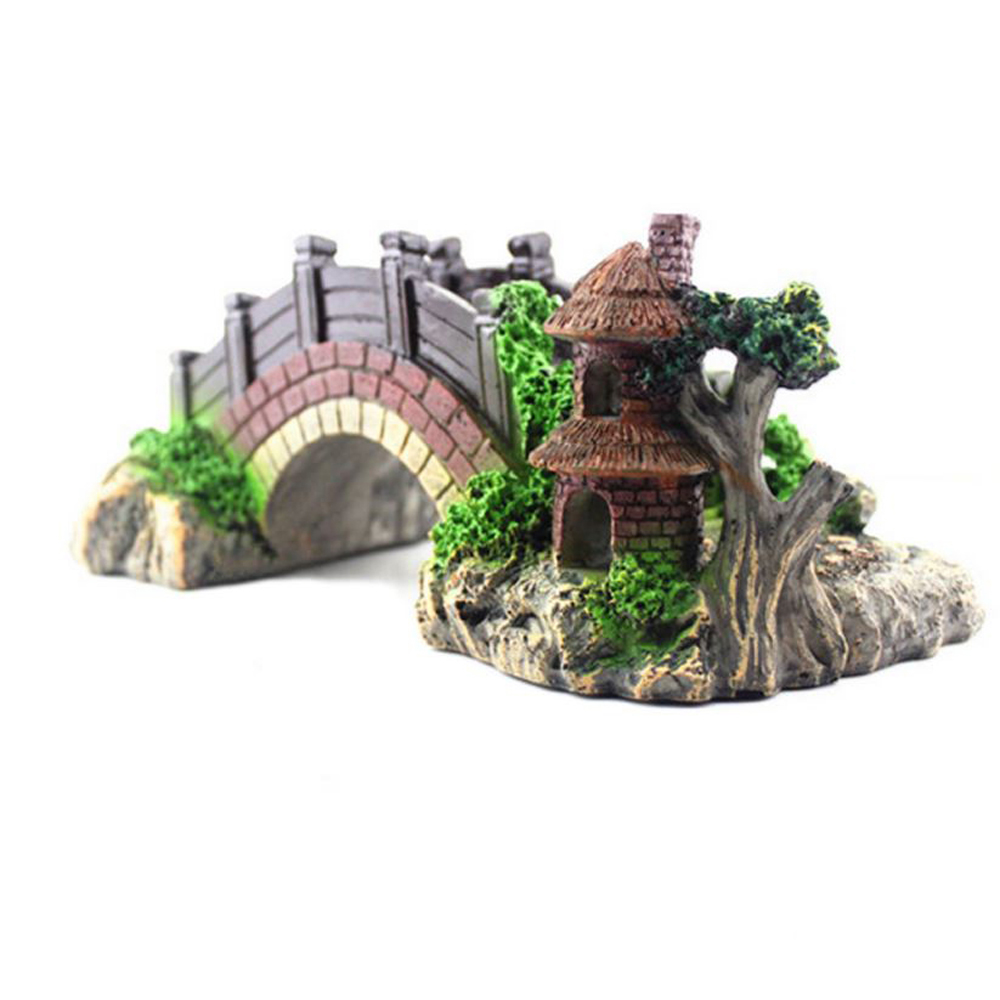 Puente de Resina en Arco Negro Rojo Decoración para Acuario y Tanque de Peces Accesorio de Escalada para Tortugas — imagen 2