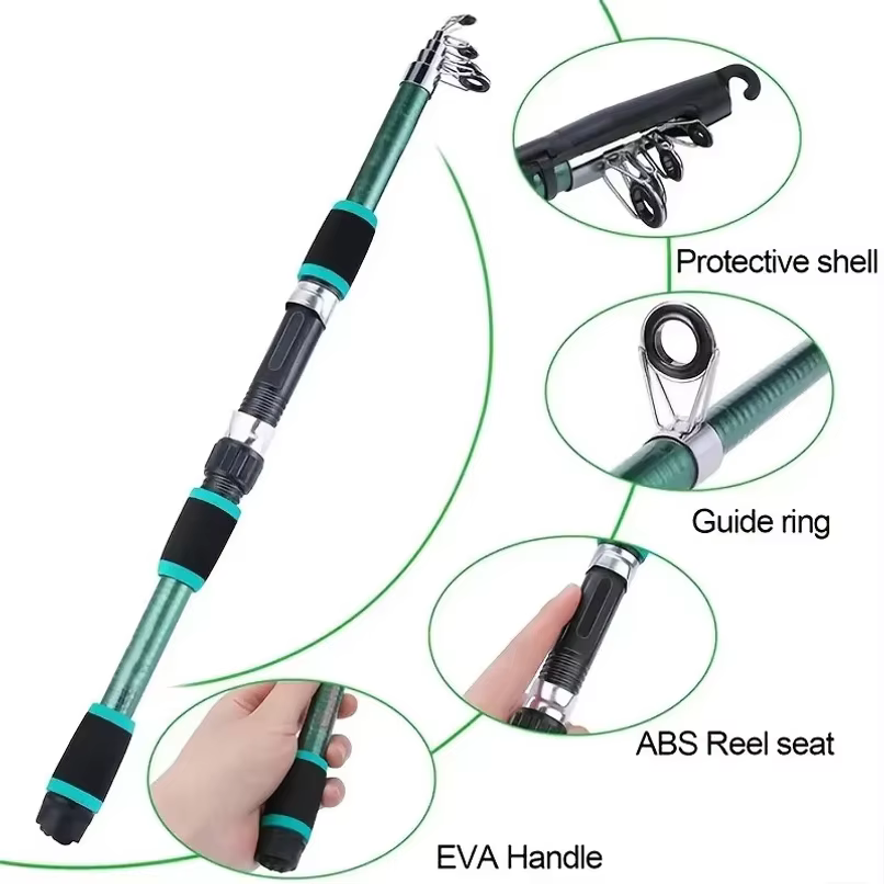 Travel Telescopic Fishing Rod Full Kit Spinning Reel Baits Hooks Portable Outdoor Angling Pole Set — image 4