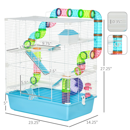 Oversized 23 Hamster Cage With Tube And Tunnel, Portable Carrying Handle — image 2