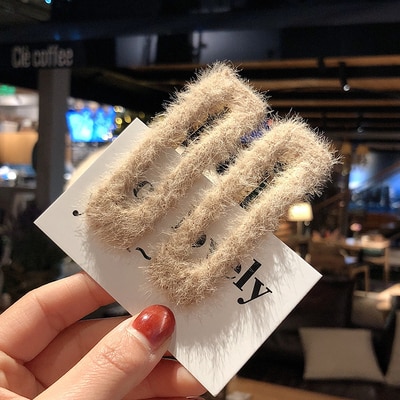 Par de Broches Geométricos Cuadrados Estilo Coreano Minimalista de Pelo Sintético Tipo Conejo, Broche Para Cabello Femenino, Accesorios Para el Cabello — imagen 13
