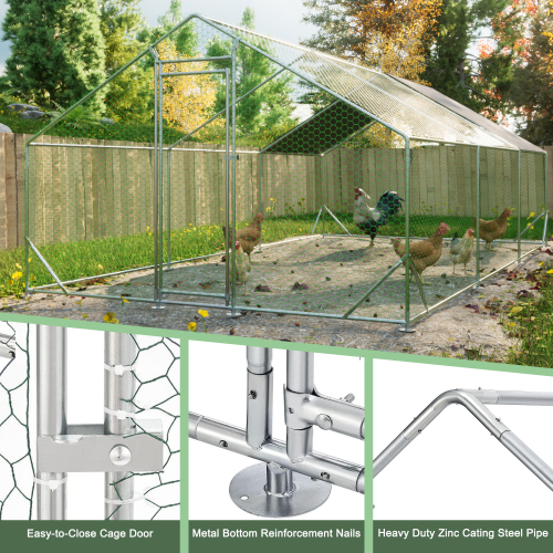 Large Metal Chicken Coop, Walk-in Chicken Run, Galvanized Wire Poultry Chicken Hen Pen Cage, Rabbits Duck Cages With Waterproof And Anti-Ultraviolet Cover For Outside10 L X 20W X 6.56H — imagen 6
