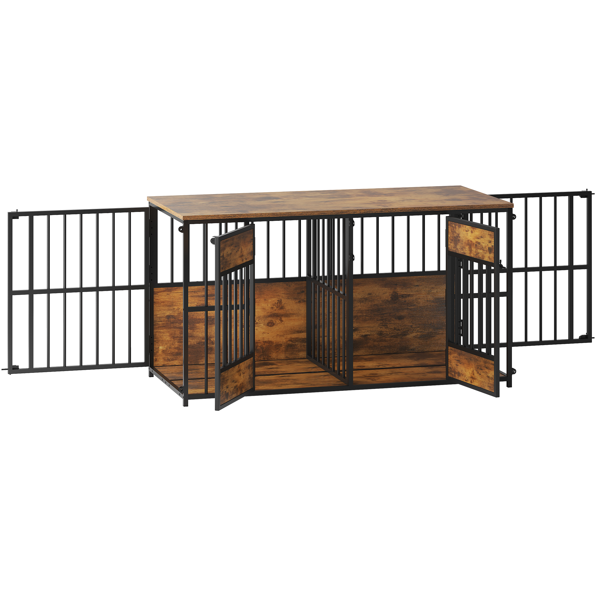 Wooden Dog Crate Furniture, Large Dog Kennel with Storage Top, Indoor Pet Cage — image 15