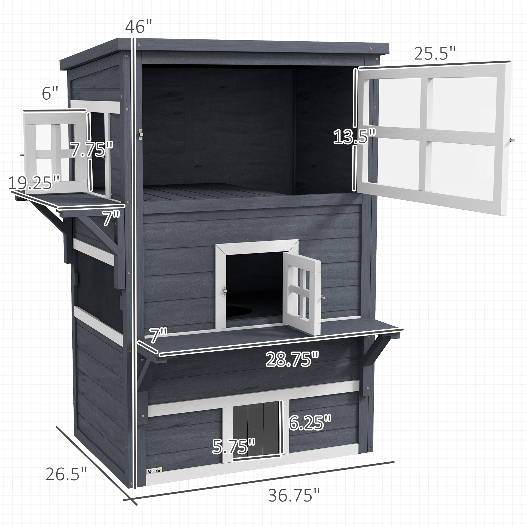 Casa de Gato Exterior, 3 Niveles, Refugio para Gatos Ferales, Resistente al Tiempo, con Puerta de Escape — imagen 4