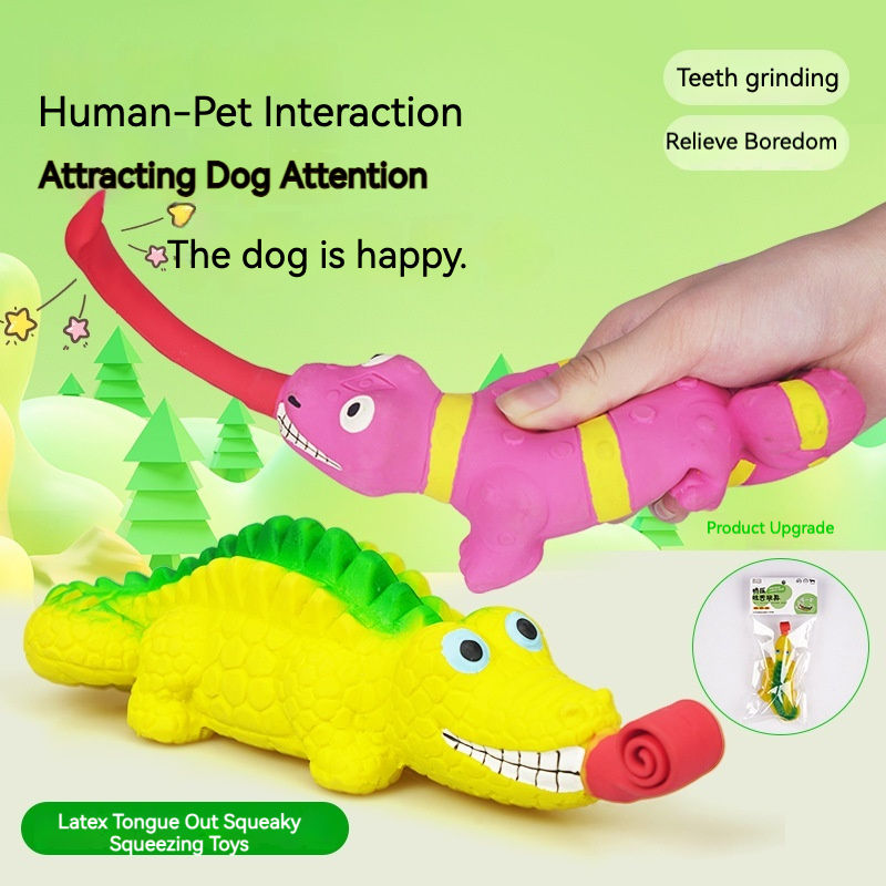 Toy New Product Latex Tongue Squeezing Lizard Crocodile Squeezing and Making Sounds Funny and Soothing Dog Toys — image 7